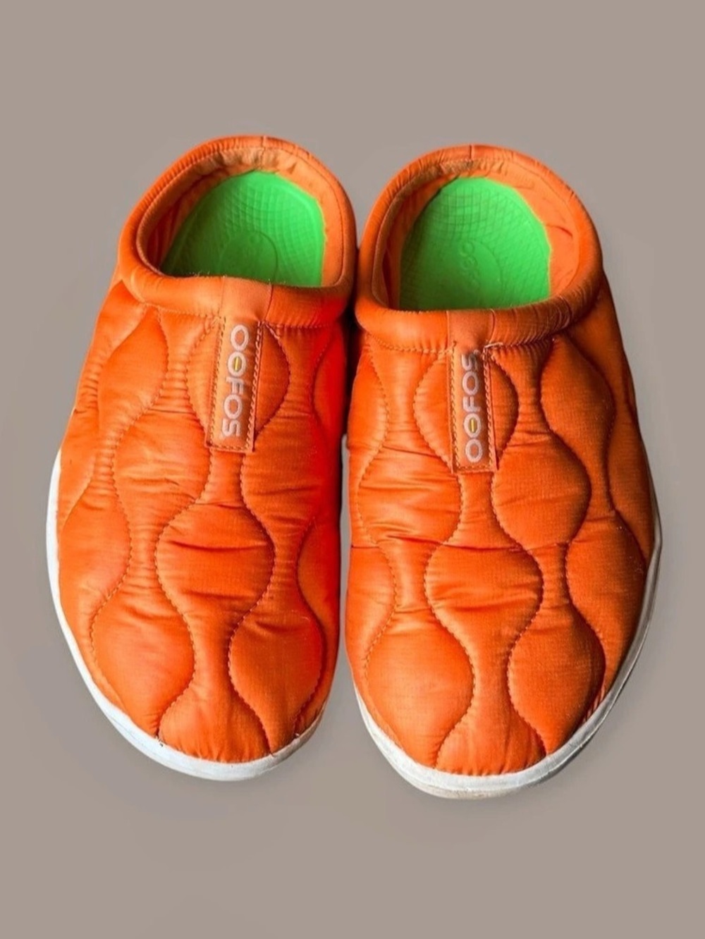 Oofos OOcoozir Thermo Mule Orange Recovery Puffer Slipper US 10.5